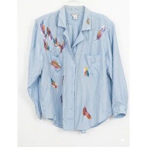 Vintage Selene Paris Sport 100% Silk Blouse Women’s S Light Blue Long Sleeve S